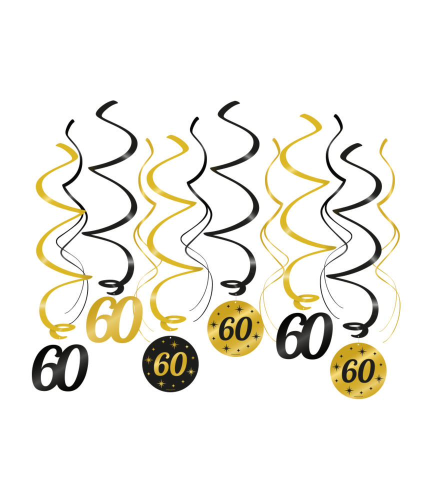 Paper Dreams Hang decoration Swirls 60 years Classy 70x14cm | 6 pieces Paper Dreams Hang decoration Swirls 60 years Classy 70x14cm | 6 pieces