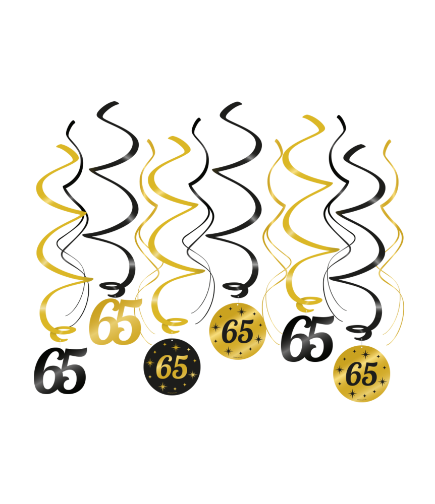 Paper Dreams Hangdecoratie Swirls 65 jaar Classy 70x14cm | 6 stuks Paper Dreams Hangdecoratie Swirls 65 jaar Classy 70x14cm | 6 stuks