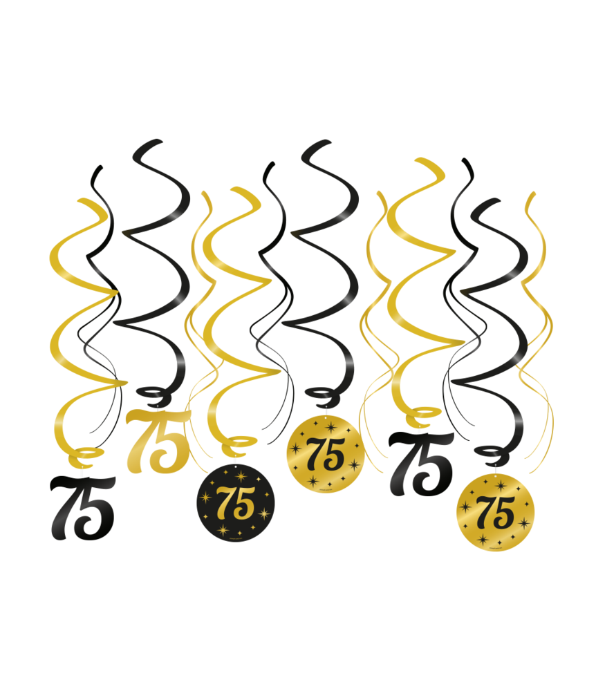 Paper Dreams Hang decoration Swirls 75 years Classy 70x14cm | 6 pieces Paper Dreams Hang decoration Swirls 75 years Classy 70x14cm | 6 pieces