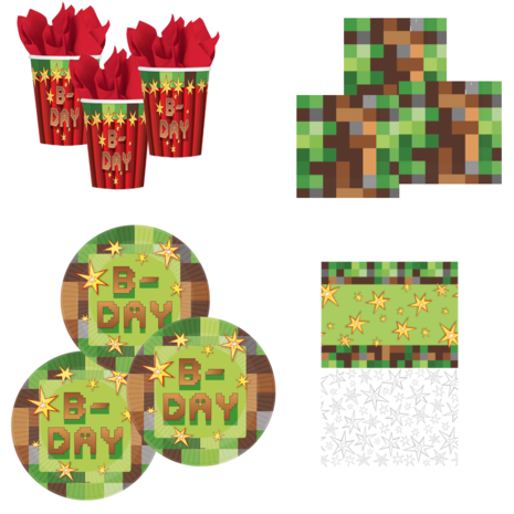 Tuf-Tuf Set de table TNT Minecraft Party | 8 personnes