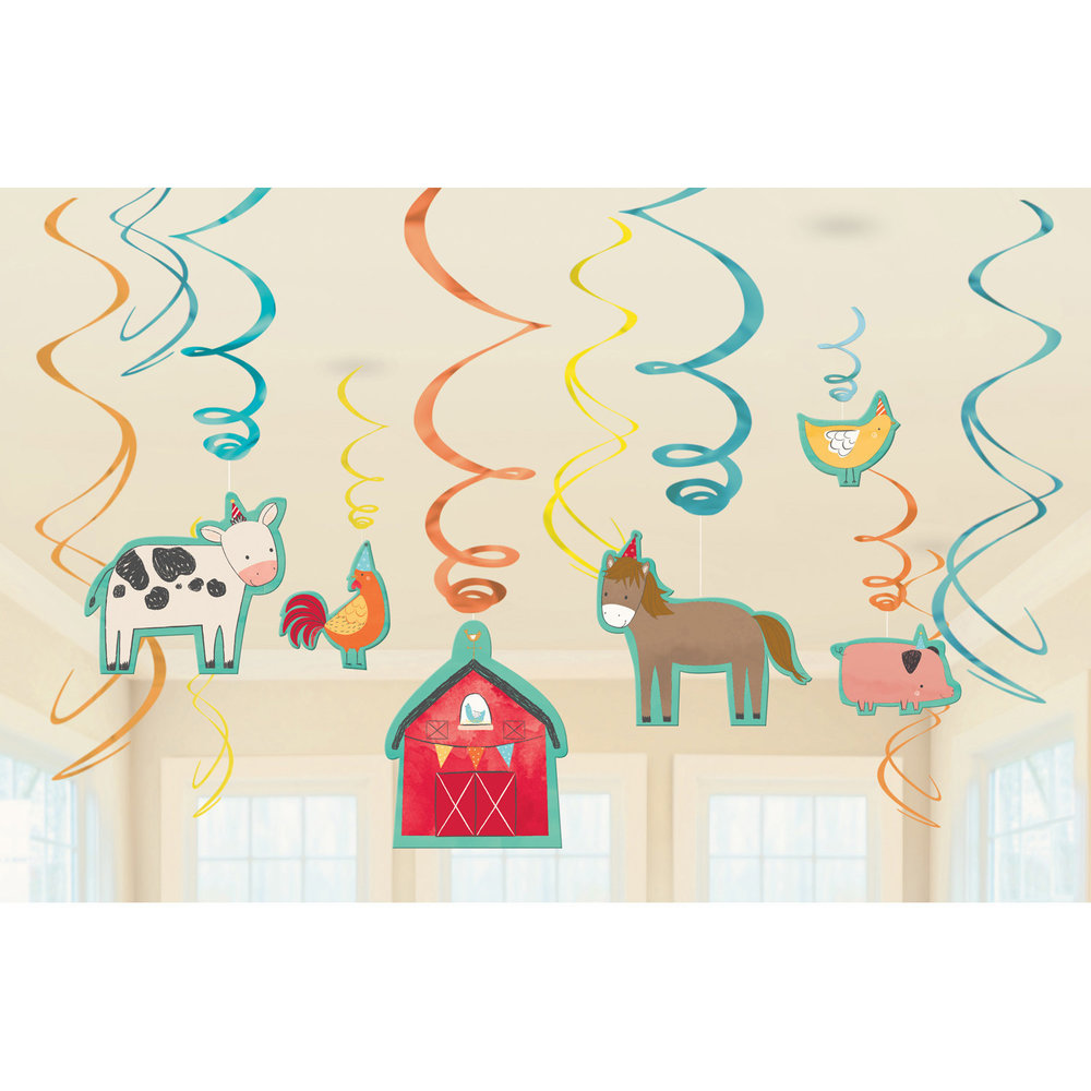 Amscan Farm Decoration Swirls Barnyard | 12-piece