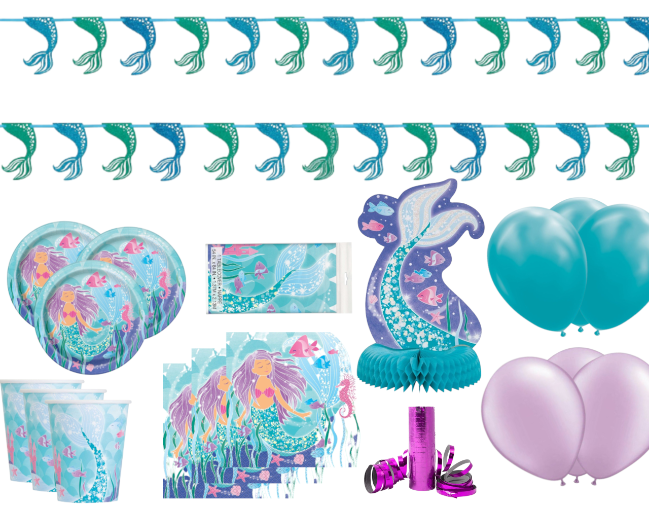 Unique Party Mermaid table and decorative set | 56-piece