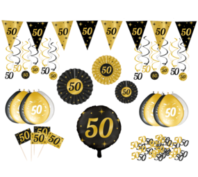 Tuf-Tuf Feestpakket 50 jaar versiering Classy | 84-delig Tuf-Tuf Feestpakket 50 jaar versiering Classy | 84-delig