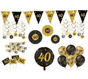 Tuf-Tuf Feestpakket 40 jaar versiering Classy | 80-delig Tuf-Tuf Feestpakket 40 jaar versiering Classy | 80-delig
