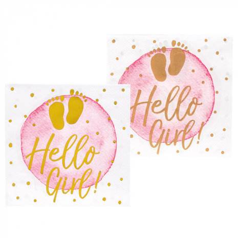 Boland Servietten Hello Girl! 33x33cm | 20 Stück Boland Servietten Hello Girl! 33x33cm | 20 Stück