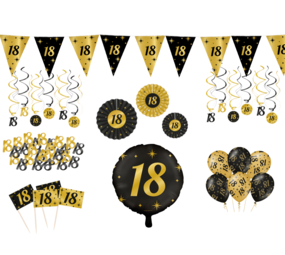 Tuf-Tuf Feestpakket 18 jaar versiering Classy | 80-delig Tuf-Tuf Feestpakket 18 jaar versiering Classy | 80-delig