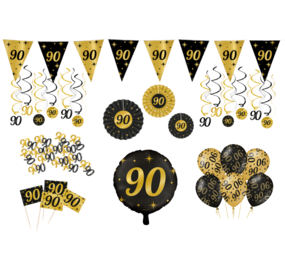 Tuf-Tuf Feestpakket 90 jaar versiering Classy | 80-delig Tuf-Tuf Feestpakket 90 jaar versiering Classy | 80-delig