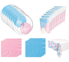 Tuf-Tuf Gender Reveal Tafelset | 8 personen Tuf-Tuf Gender Reveal Tafelset | 8 personen