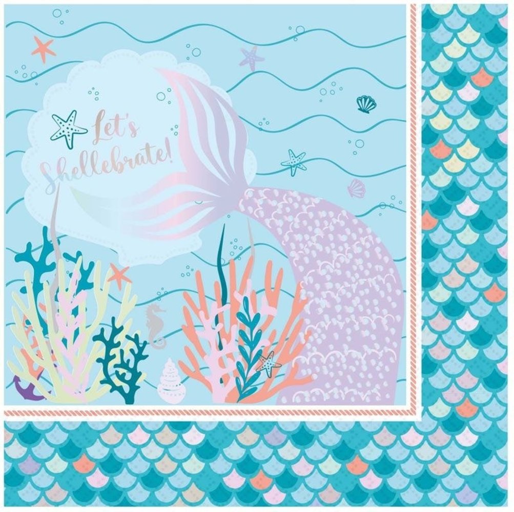 Amscan Mermaid tail Napkins 33x33cm | 16 pieces