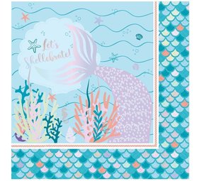Amscan Meerjungfrauenschwanz-Servietten 33x33cm | 16 Stk.