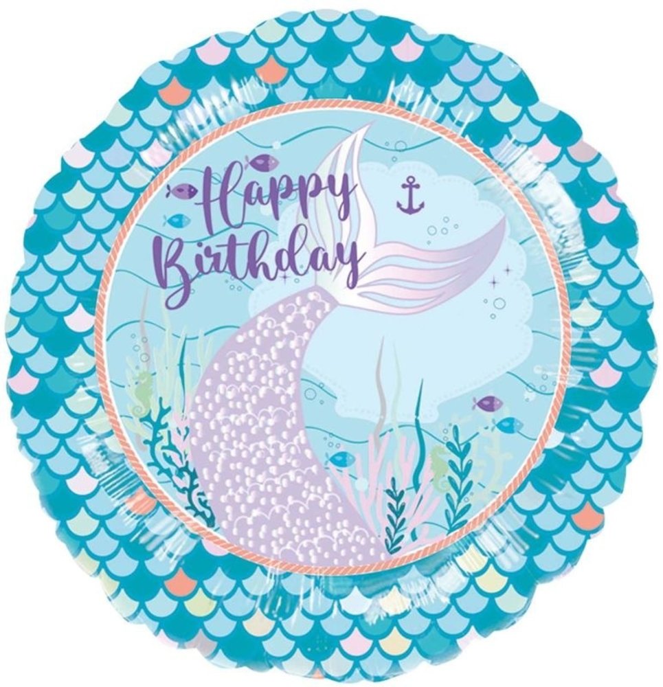 Anagram Mermaid tail Happy Birthday Foil Balloon 43cm | per Unit Anagram Mermaid tail Happy Birthday Foil Balloon 43cm | per Unit