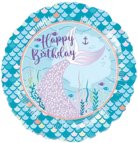 Anagram Zeemeerminstaart Happy Birthday Folie Ballon 43cm | per stuk Anagram Zeemeerminstaart Happy Birthday Folie Ballon 43cm | per stuk