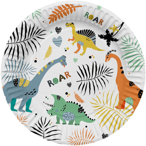 Folat Dinosaurier Pappteller Roars 23cm | 8 Stück