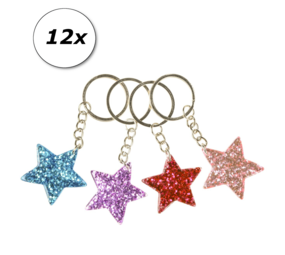 LG Imports Star key ring glitter | per 12 LG Imports Star key ring glitter | per 12