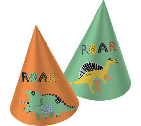 Folat Dinosaurier Roars Partyhüte | 6 Stück Folat Dinosaurier Roars Partyhüte | 6 Stück