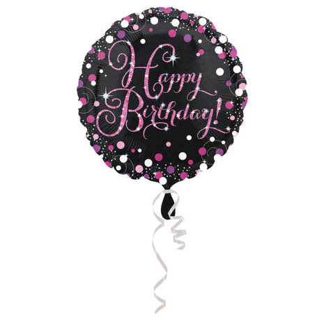 Anagram Heliumballon Sparkling Roze Happy Birthday | 45cm