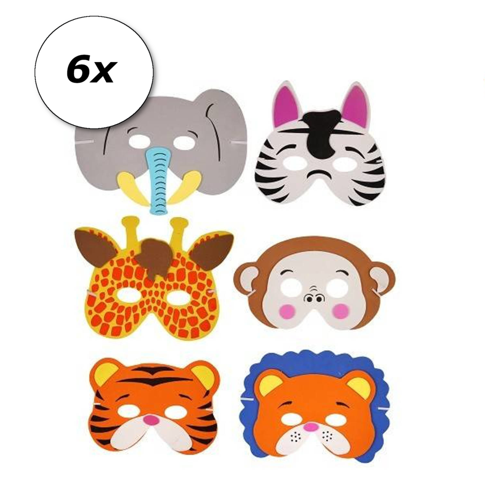 Henbrandt Maskers Jungle Dieren Foam Gekleurd | per 6 stuks
