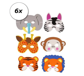Henbrandt Maskers Jungle Dieren Foam Gekleurd | per 6 stuks