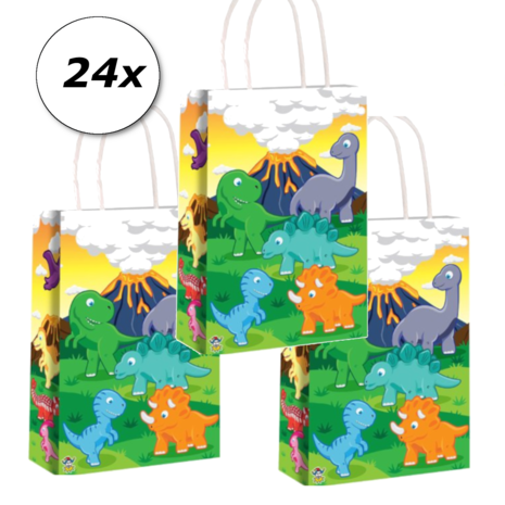Henbrandt Sac à friandises Dino en papier 14x21x7cm | par 24 pièces