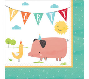 Amscan Serviette de table Ferme Barnyard 33x33cm | 16 pièces Amscan Serviette de table Ferme Barnyard 33x33cm | 16 pièces