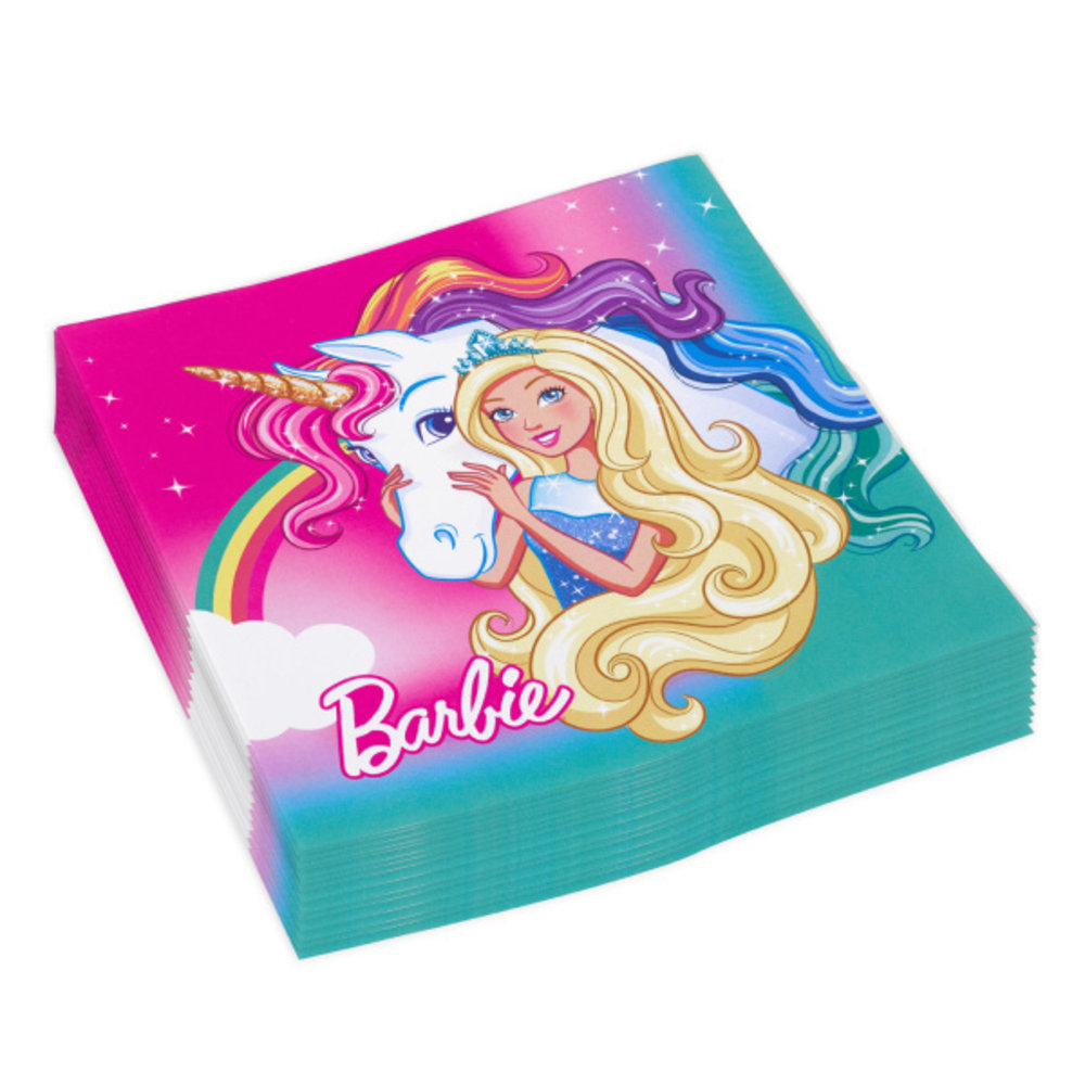 Amscan Barbie & Einhorn Servietten 33x33 | 20 Stk Amscan Barbie & Einhorn Servietten 33x33 | 20 Stk