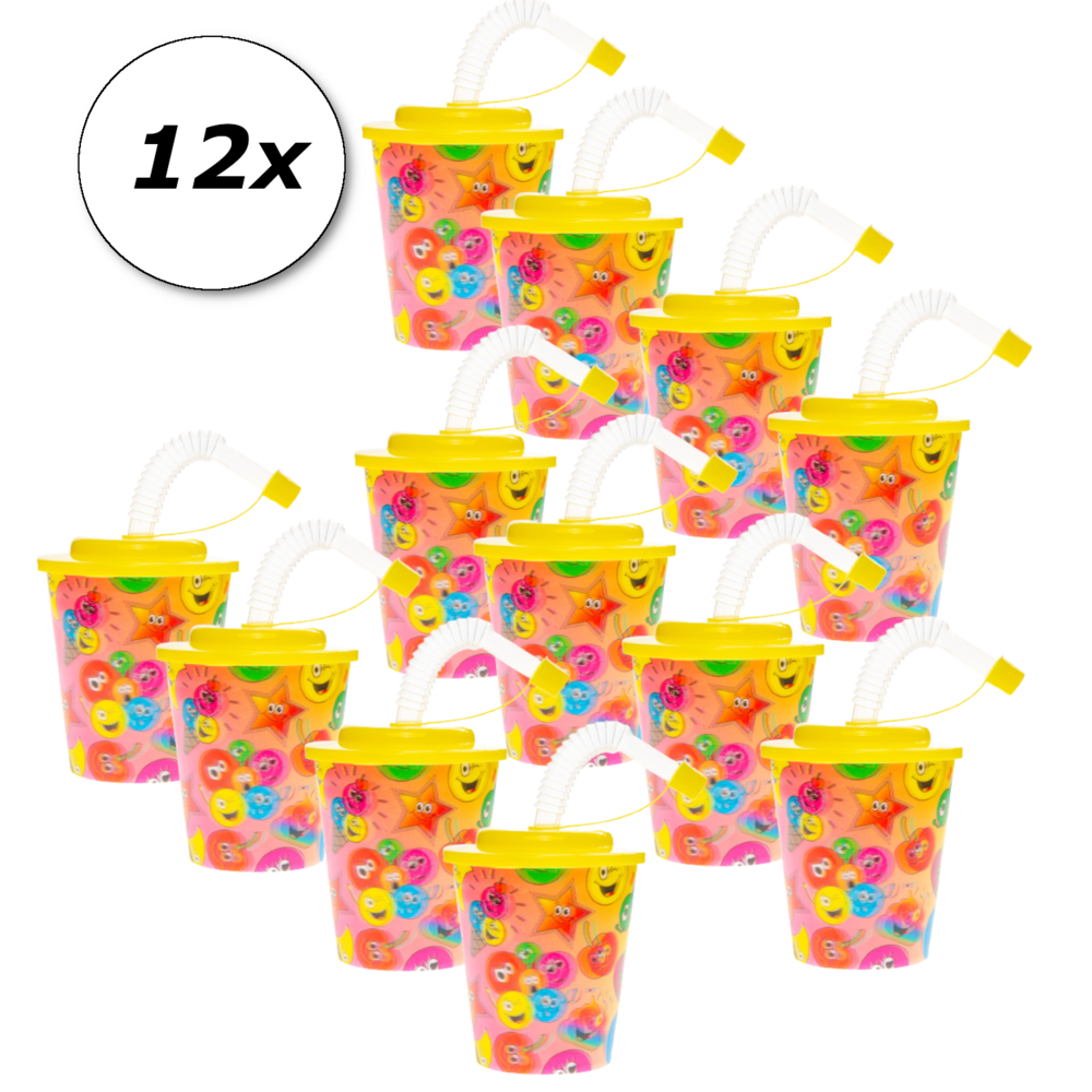 LG Imports Smiley Mitgebsel Becher mit Strohhalm