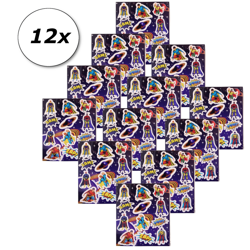 Henbrandt Superheroes fun sticker sheet with 12 stickers