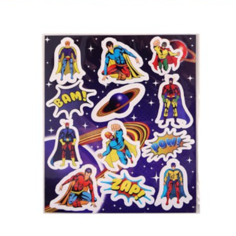 Henbrandt Superhelden Stickerbogen mit 12 Stickern