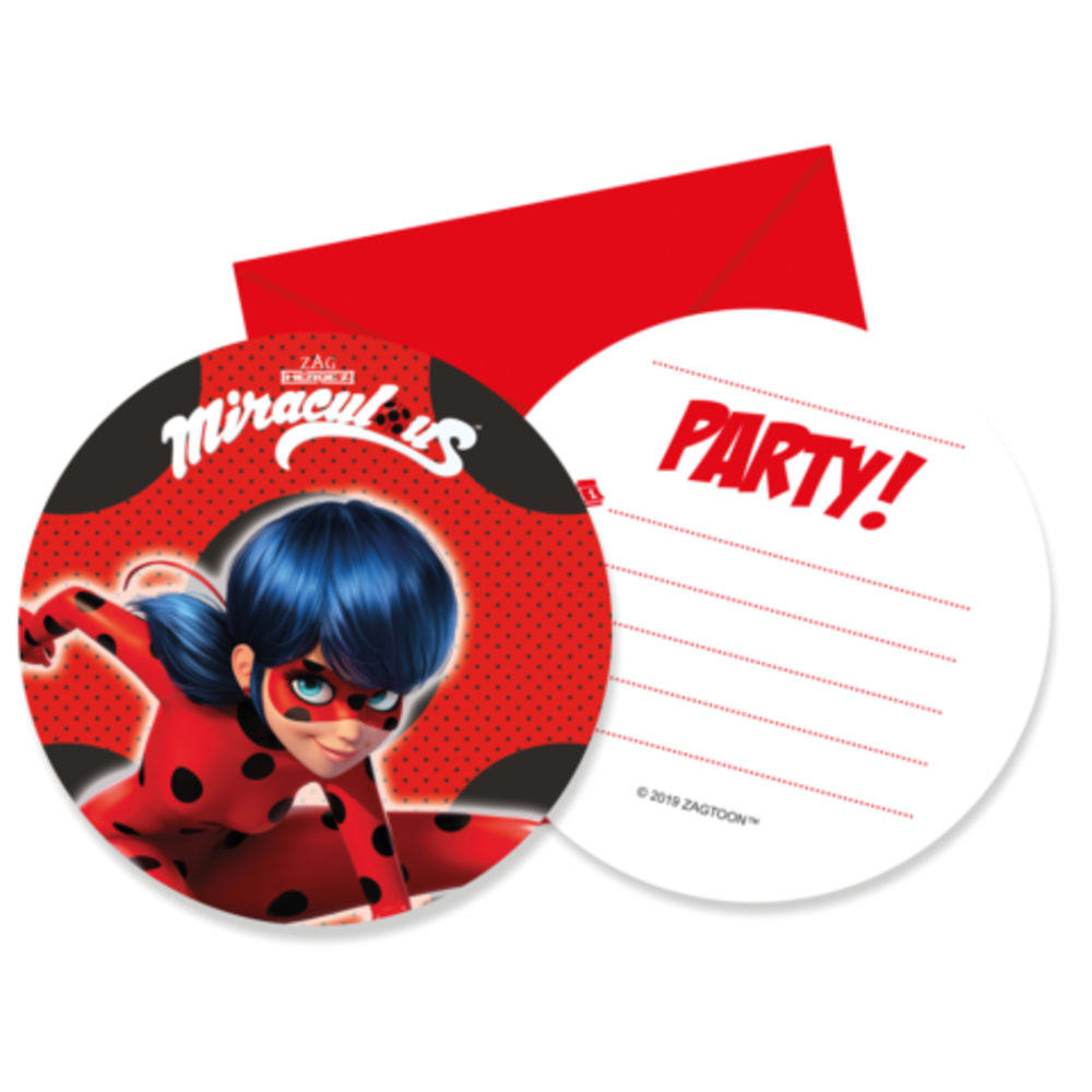 Globos Nordic Miraculous Ladybug Uitnodigingen | 6 stuks Globos Nordic Miraculous Ladybug Uitnodigingen | 6 stuks
