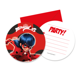 Globos Nordic Miraculous Ladybug Invitations | 6 pieces Globos Nordic Miraculous Ladybug Invitations | 6 pieces