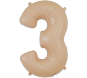 Oaktree Nude Folie Ballon Mat cijfer 3 | 86cm