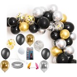 Tuf-Tuf Guirlande de ballons DIY Noir-Or-Argenté | 55-pièces Tuf-Tuf Guirlande de ballons DIY Noir-Or-Argenté | 55-pièces