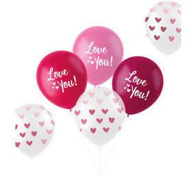 Folat "Love you" balloons mix pink 33cm | 6 pieces Folat "Love you" balloons mix pink 33cm | 6 pieces