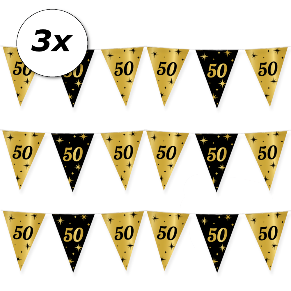 Paper Dreams Vlaggenlijn Slinger 50 jaar Classy | 10 meter Paper Dreams Vlaggenlijn Slinger 50 jaar Classy | 10 meter