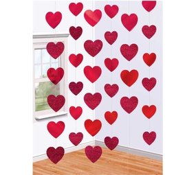 Amscan Red Hearts hanging decoration 2.13m | 6 pieces Amscan Red Hearts hanging decoration 2.13m | 6 pieces