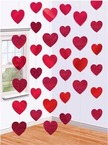 Amscan Red Hearts hanging decoration 2.13m | 6 pieces