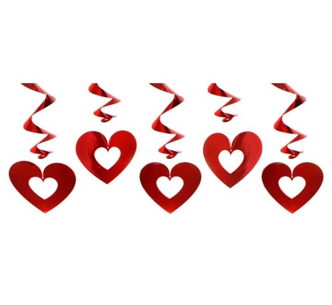 Partydeco Valentine Swirls Red Open Hearts 60cm | 5 pieces