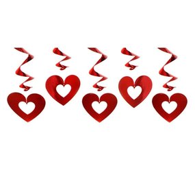 Partydeco Valentine Swirls Rouge Coeurs ouverts 60cm | 5 pièces Partydeco Valentine Swirls Rouge Coeurs ouverts 60cm | 5 pièces