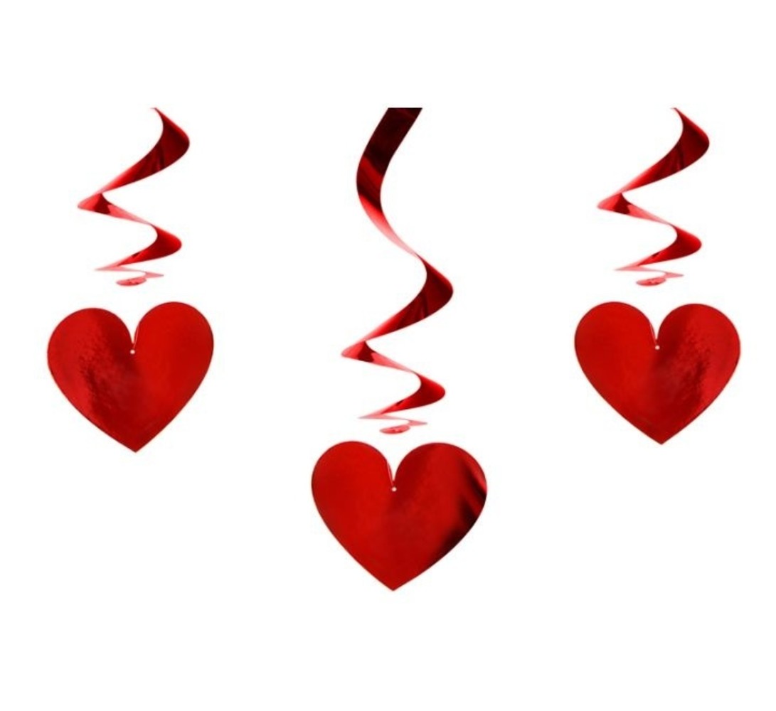 Partydeco Valentine Swirls Red Hearts 60cm | 3 pieces Partydeco Valentine Swirls Red Hearts 60cm | 3 pieces