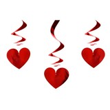 Partydeco Valentine Swirls Red Hearts 60cm | 3 pieces