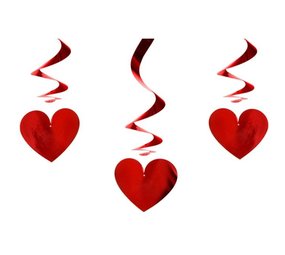 Partydeco Valentine Swirls Rote Herzen 60cm | 3 Stück Partydeco Valentine Swirls Rote Herzen 60cm | 3 Stück