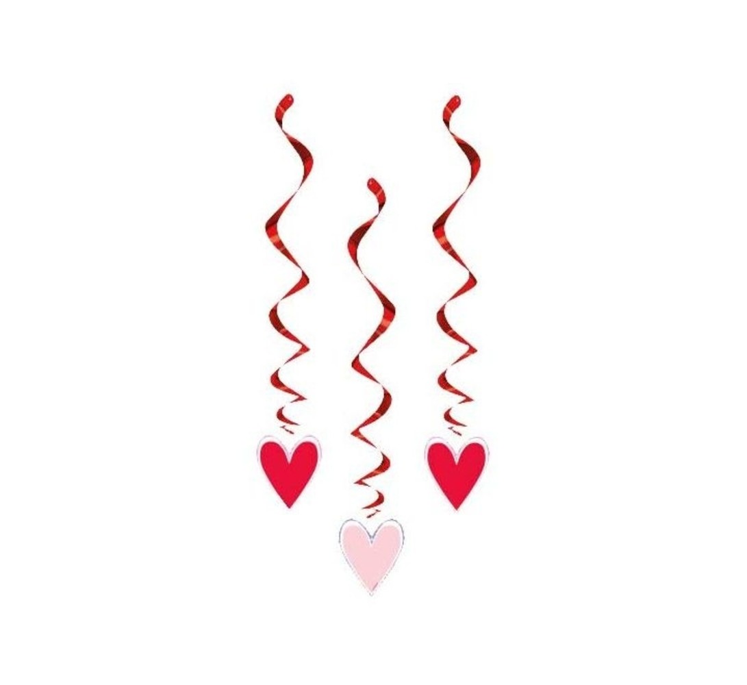 Unique Party Valentijn Swirls Rood-Roze hartjes 66cm | 3 stuks Unique Party Valentijn Swirls Rood-Roze hartjes 66cm | 3 stuks
