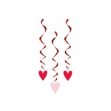 Unique Party Valentine Swirls Coeurs rouge-rose 66cm | 3 pièces