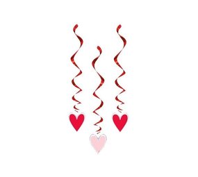 Unique Party Valentine Swirls Rot-Rosa Herzen 66cm | 3 Stück Unique Party Valentine Swirls Rot-Rosa Herzen 66cm | 3 Stück