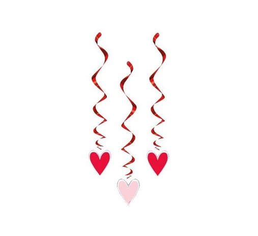 Unique Party Valentine Swirls Coeurs rouge-rose 66cm | 3 pièces Unique Party Valentine Swirls Coeurs rouge-rose 66cm | 3 pièces