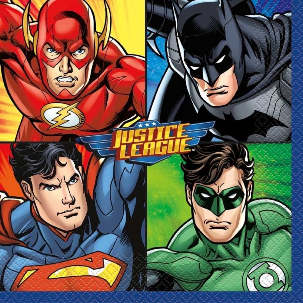 Unique Party Superhero Justice League Servietten 33x33cm | 16 Stück Unique Party Superhero Justice League Servietten 33x33cm | 16 Stück