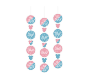 Paper Dreams Gender reveal party hanging decoration | 3 pieces Paper Dreams Gender reveal party hanging decoration | 3 pieces