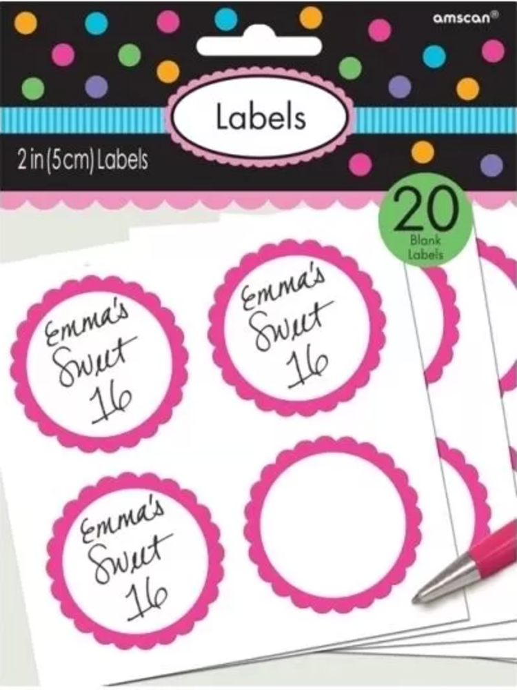Amscan Labels Pink | 20 pieces