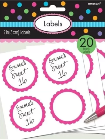 Amscan Labels Pink | 20 pieces