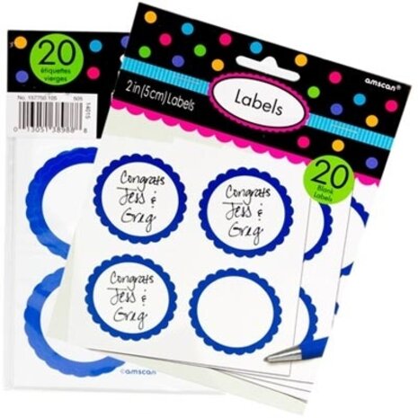 Amscan Labels Blue | 20 pieces